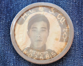 WWII Restricted Japanese work badge, H. C. & S. Sugar company, Maui, Historical