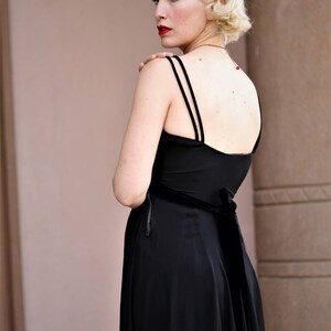 1930s black silk chiffon & velvet empire waist gown, Size Sm image 8