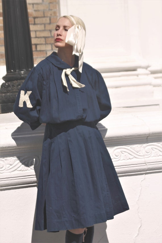 Museum Piece 1912 Edwardian navy blue gym suit, 2