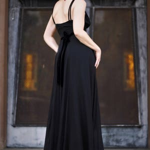 1930s black silk chiffon & velvet empire waist gown, Size Sm image 6