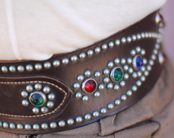 LAYAWAY  Original 1930's studded & jeweled motorcycle belt by Hamley's, Pendelton, OR,  SM, Waist 23 1/2"- 26 1/4"