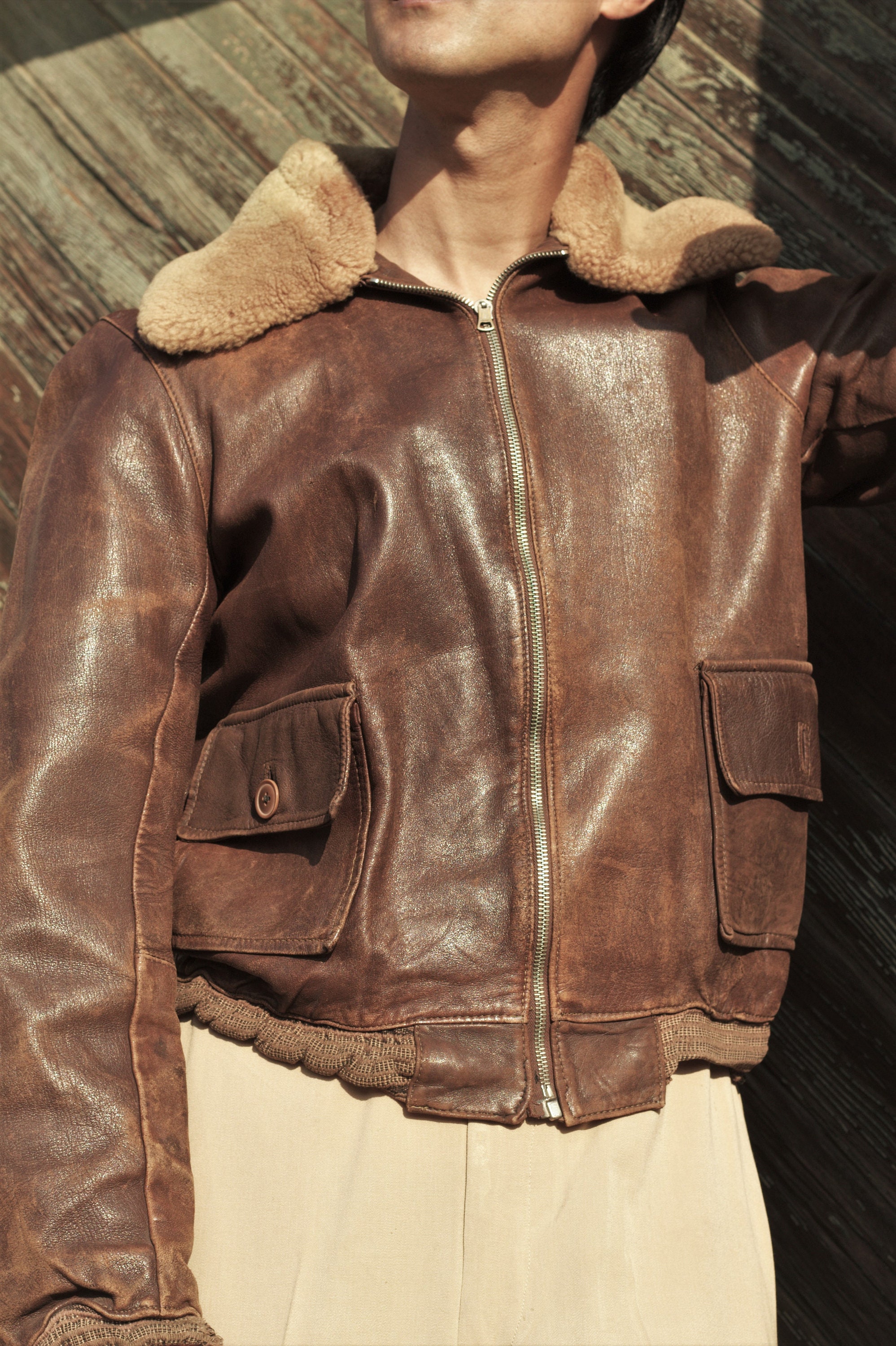 1940s Leather G1 Flight Bomber Jacket, Lined in Capeskin 1940s Leather G1 Flight Bomber Jacket, Lined in Capeskin