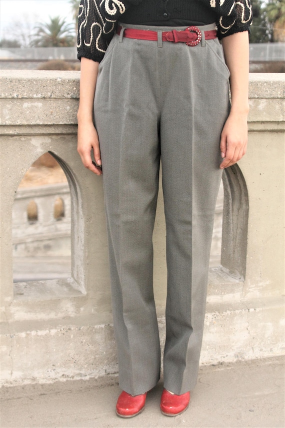 1940s Grey Gabardine wool slacks pants, size Med … - image 5