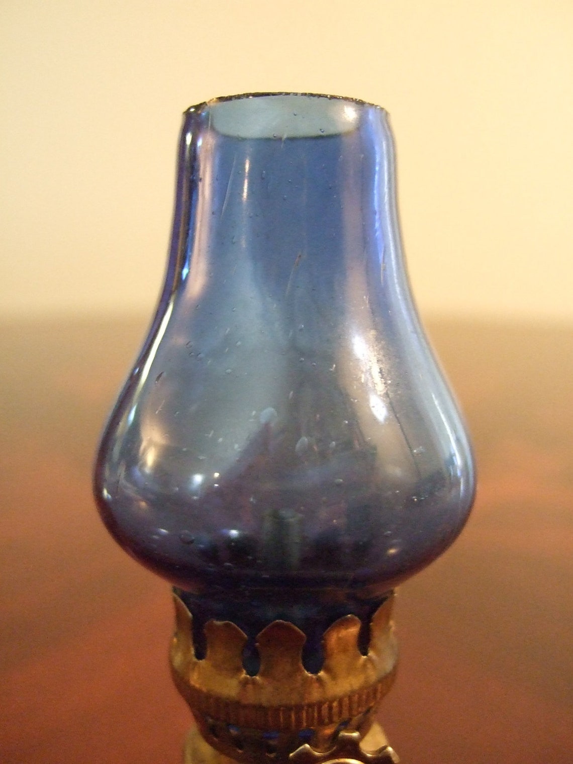 Cobalt Blue Glass Mini Hurricane Kerosene Oil Lamp Made in Etsy