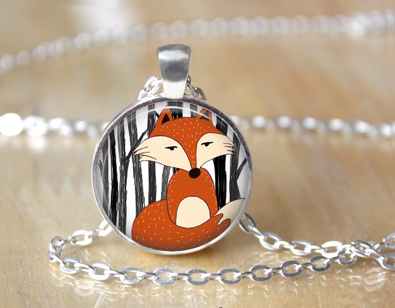 Fox Necklace Fox Jewelry Fox Pendant L49