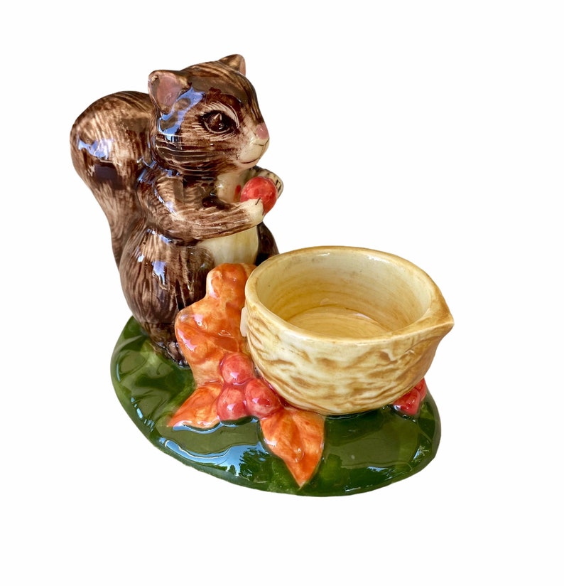 Vintage Ceramic Squirrel Chipmunk Trinket Dish Walnut Half Etsy