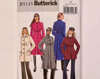 Womens Coat Pattern Butterick 5145 UNCUT FF 16 18 20 22