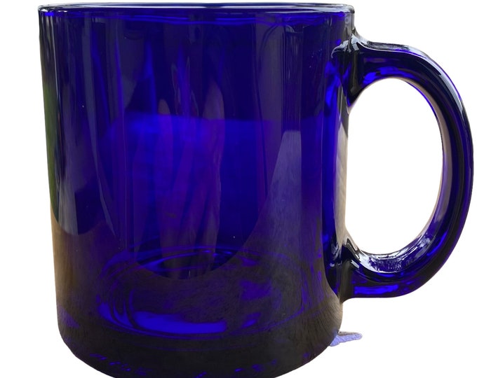 Cobalt Blue Glass Coffee Mug Vintage Made in USA Etsy