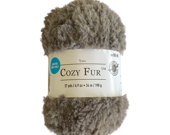 Gray Cozy Fur Yarn by Loops and Threads, Yarn for Furry Amigurumi, Super Bulky Yarn, Machine Washable Yarn, Crochet Knitting Yarn, 1 Skein