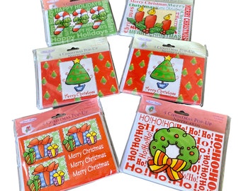 Christmas Pop Up Note Cards Pack of 4, Unique Vintage Christmas Cards, Holiday Cards and Envelopes