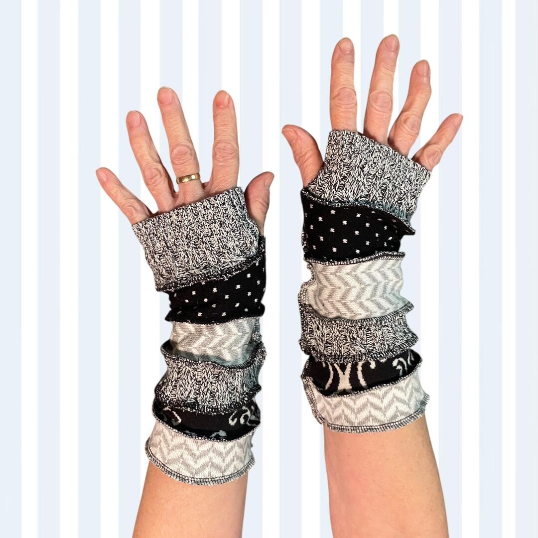 Upcycled Cotton Fingerless Gloves Dark Academia Sustainable Minimalist ...