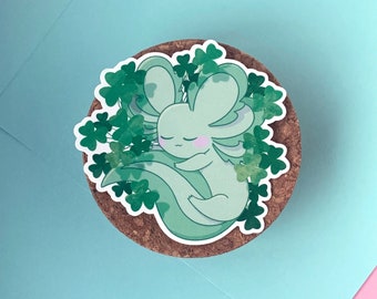 Lucky Axolotl UV Safe Vinyl Sticker | Cute | Kawaii | Laptop Sticker | Aquatic Animal | St. Patricks Day Sticker | Clovers