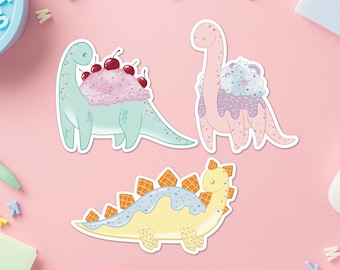 Dinosaur Dessert Stickers: UV & Water Resistant Car Decals