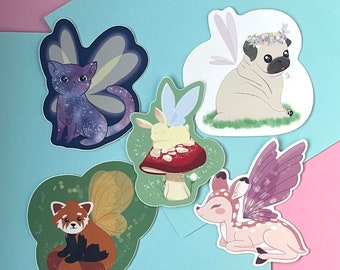 Fairy Animal UV Safe Vinyl Sticker | Vehicle Stickers | Water Safe | Cute Fairy Stickers | Fairy Art