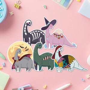 Halloween Dinosaur Sticker Set: Spooky UV Safe Vinyl Decals