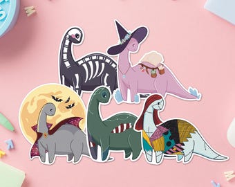 Halloween Dinosaur Sticker Set: Spooky UV Safe Vinyl Decals