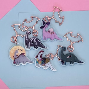 Spooky Dino Acrylic Keychains | 2 Inch Key-charms | Dinosaur Art | Kawaii Charm | Dinosaur Charm | Cute | Purse Charm | Bag Charm