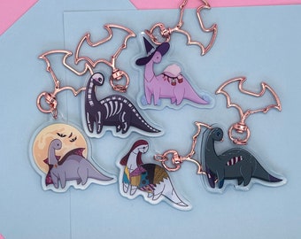 Spooky Dino Acrylic Keychains | 2 Inch Key-charms | Dinosaur Art | Kawaii Charm | Dinosaur Charm | Cute | Purse Charm | Bag Charm