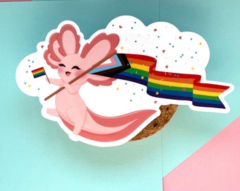 Pride Axolotl Sticker: Fun LGBTQ+ Aquatic Art Decal