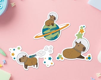 Capybara in Space Sticker: UV & Water Resistant Decal