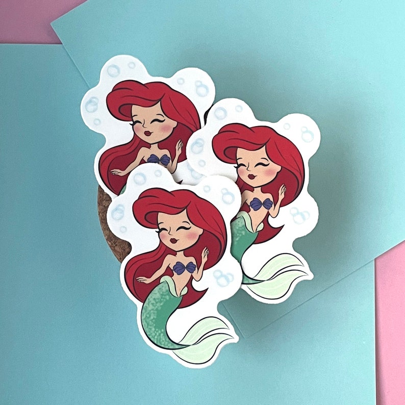 Little Mermaid UV Safe Vinyl Sticker Vehicle Stickers Water Safe Cute Princess Sticker image 3