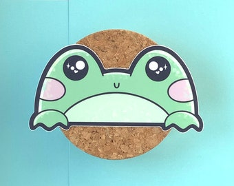 Peeker Frog Vinyl Car Sticker | Vinyl Decal | Car Accessory | Cute | Kawaii | Adorable | Frog Art | Indoor & Outdoor Vinyl Sticker
