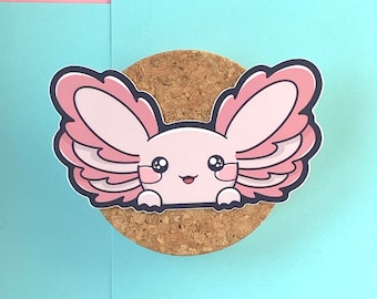 Peeker Axolotl Vinyl Car Sticker | Vinyl Decal | Car Accessory | Cute | Kawaii | Adorable | Axolotl | Indoor & Outdoor Vinyl Sticker