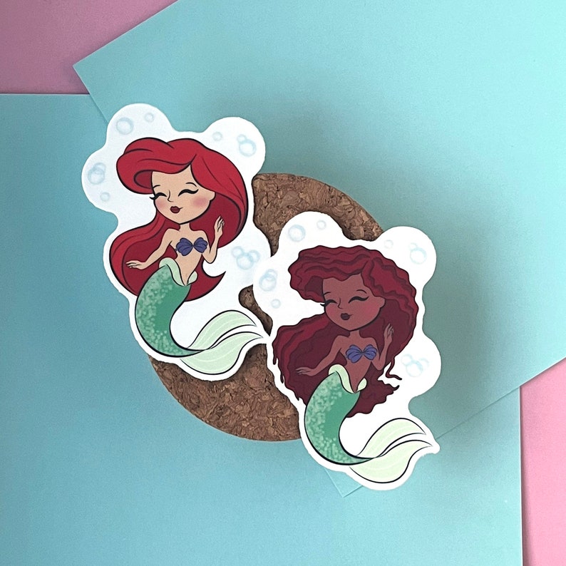 Little Mermaid UV Safe Vinyl Sticker Vehicle Stickers Water Safe Cute Princess Sticker image 1