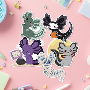 Pegatinas de axolotl, adorables y espeluznantes para Halloween, para tu vehículo, resistentes a los rayos UV y al agua, calcomanías seguras contra los rayos UV, adorables animales