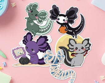 Axolotl Stickers Spooky Cute Halloween Set for Your Vehicle | UV & Water Resistant Sticker | UV Safe Decal | Adorable Animal Art