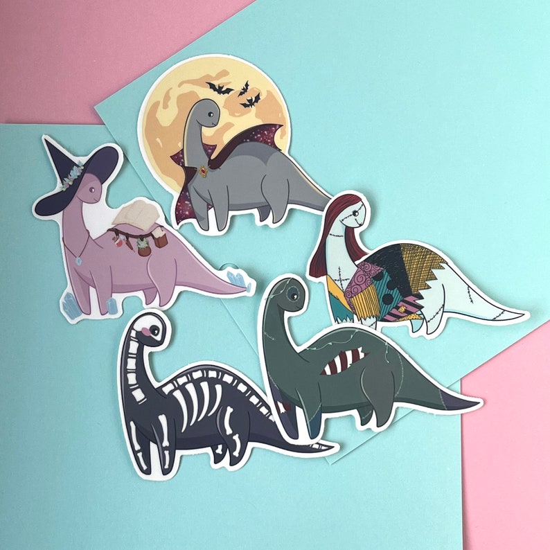 Spooky Halloween Dinosaurs UV Safe Vinyl Sticker Set 2022 Collection Vehicle Stickers Water Safe Cute Dinos image 2