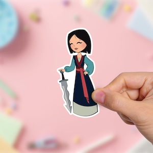 Pegatina de princesa heroína de China para su vehículo / Pegatina resistente a los rayos UV y al agua / Calcomanía segura contra los rayos UV / Adorable arte de princesa