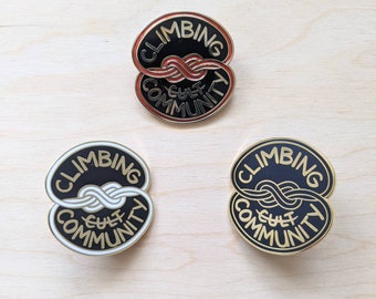 Climbing Cult Community - hard enamel pin and transparent stained glass pin