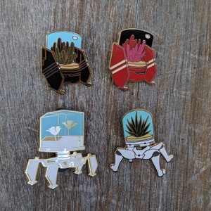 Robot Terrarium hard enamel pins