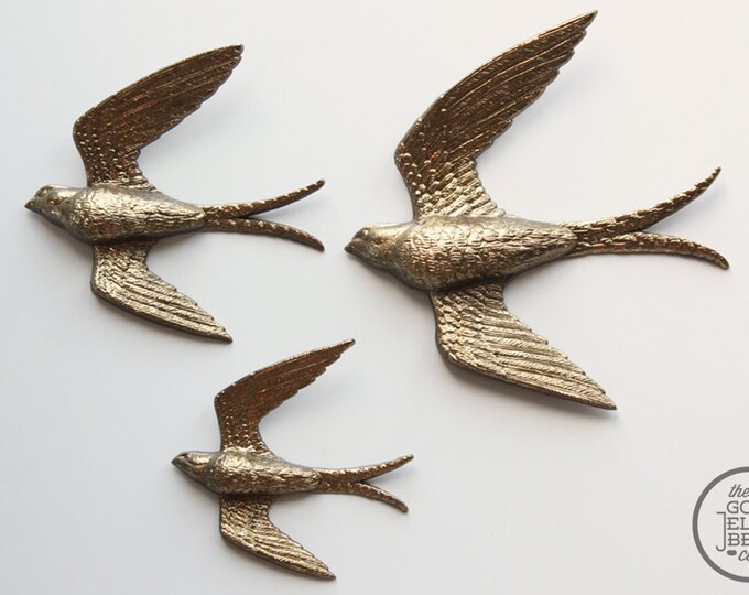 Vintage Gold Bird Wall Decor, Burwood Product Gold Birds Set Etsy