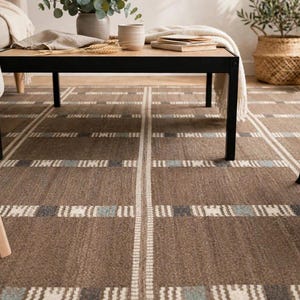 Modern Geometric Area Rug, Grid Pattern Carpet, Contemporary Living Room Rug, Minimalist Bedroom Decor, Large Rectangular Floor Rug
