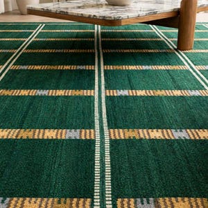 Geometric Grid Area Rug, Modern Rectangular Floor Carpet, Elegant Contemporary Living Room Rug, Minimalist Bedroom Home Decor