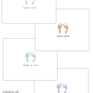 10 Personalized Baby Thank You Cards Girl Boy Gender Neutral Baby Feet PRINTED image 2