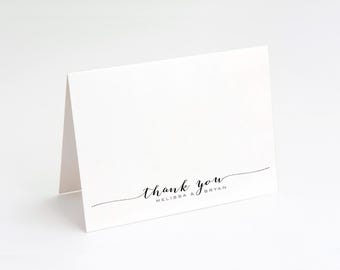 Personalized Wedding Thank You Note Cards | Bridal Couple Stationery Set | Calligraphy