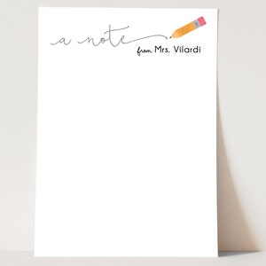 Personalized Teacher Notepad Teacher Notepad Teacher Note Pad Gift stationery stationary A NOTE FROM image 1