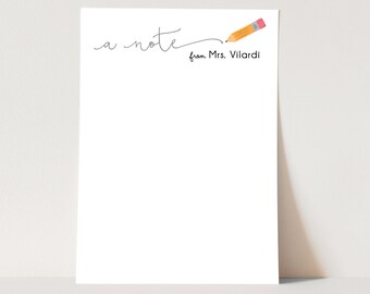 Personalized Teacher Notepad - Teacher Notepad - Teacher Note Pad Gift - stationery - stationary - A NOTE FROM