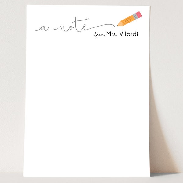 Personalized Teacher Notepad - Teacher Notepad - Teacher Note Pad Gift - stationery - stationary - A NOTE FROM