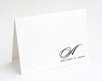 Monogram Stationery - set of 10 - folded note cards - COUPLE MONOGRAM