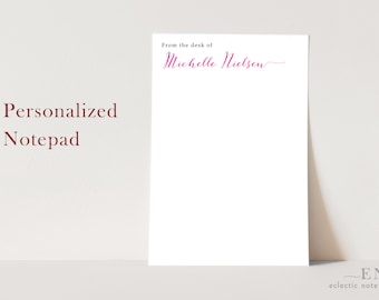 Personalized Teacher Notepad - Personalized Teacher Note Pad - from the desk of - a note from - MODERN CALLIGRAPHY -