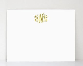 Monogram  Stationery - Monogram Note Cards - set of 10 - flat note cards - FEMININE MONOGRAM