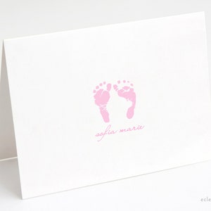 10 Personalized Baby Thank You Cards Girl Boy Gender Neutral Baby Feet PRINTED image 1