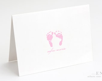 10 Personalized Baby Thank You Cards - Girl Boy Gender Neutral - Baby Feet - PRINTED