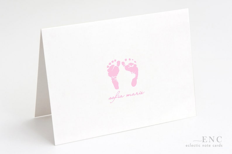10 Personalized Baby Thank You Cards Girl Boy Gender Neutral Baby Feet PRINTED image 1