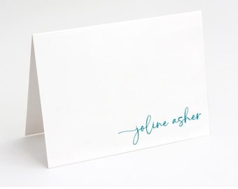 Personalized Note Card Set: Curvy Name Stationery, Folded Cards