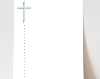 Personalized Notepad -  Christian Cross Religious - choose color and font - stationery - stationary -